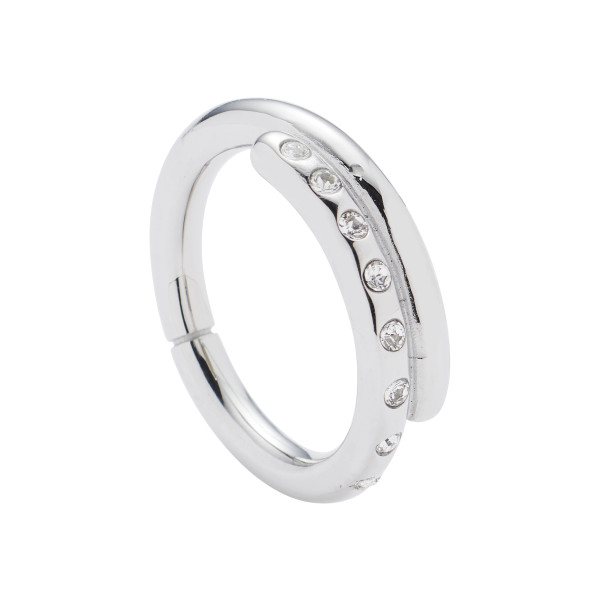 Srebrny pierścionek obrączka z kryształami